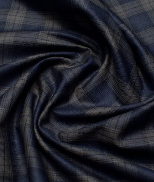 Tresca by Arvind  Superfine Cotton Checks Shirting Fabric (Dark Blue)