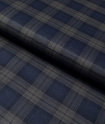Tresca by Arvind  Superfine Cotton Checks Shirting Fabric (Dark Blue)