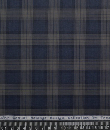 Tresca by Arvind  Superfine Cotton Checks Shirting Fabric (Dark Blue)