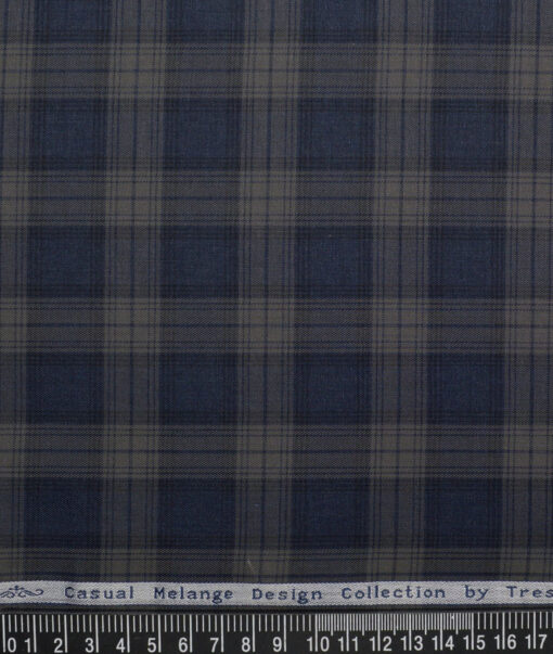 Tresca by Arvind  Superfine Cotton Checks Shirting Fabric (Dark Blue)