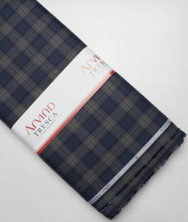 Tresca by Arvind  Superfine Cotton Checks Shirting Fabric (Dark Blue)