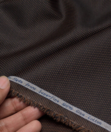 Tresca by Arvind  Giza Cotton Structured Shirting Fabric (Black & Brown)