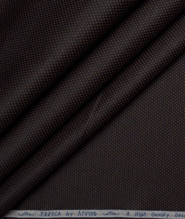 Tresca by Arvind  Giza Cotton Structured Shirting Fabric (Black & Brown)