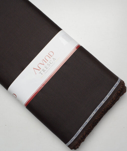 Tresca by Arvind  Giza Cotton Structured Shirting Fabric (Black & Brown)