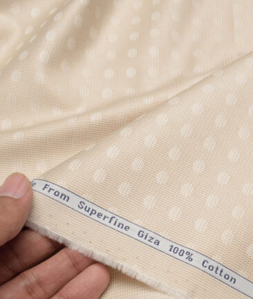 Tresca by Arvind  Giza Cotton Self Design Shirting Fabric (Beige)
