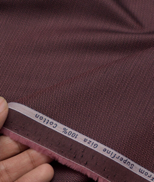 Tresca by Arvind  Giza Cotton Structured Shirting Fabric (Black & Wine)