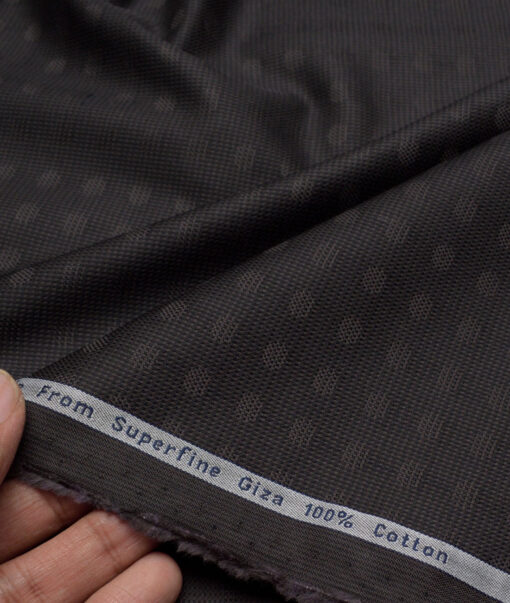 Tresca by Arvind  Giza Cotton Self Design Shirting Fabric (Dark Brown)