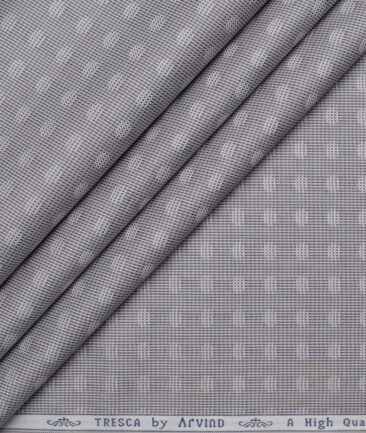 Tresca by Arvind  Giza Cotton Self Design Shirting Fabric (Grey)