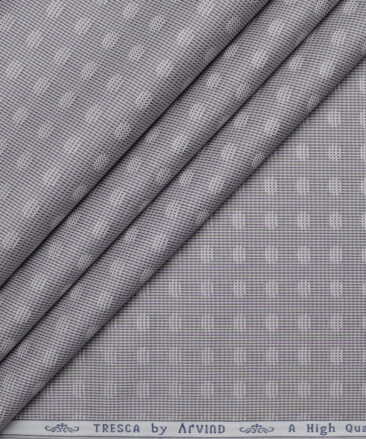 Tresca by Arvind  Giza Cotton Self Design Shirting Fabric (Grey)
