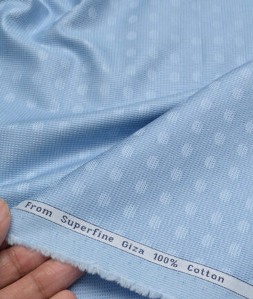 Tresca by Arvind  Giza Cotton Self Design Shirting Fabric (Light Blue)