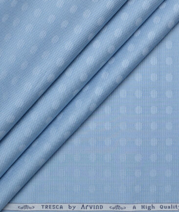 Tresca by Arvind  Giza Cotton Self Design Shirting Fabric (Light Blue)