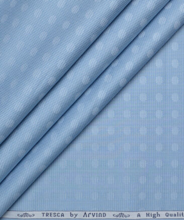 Tresca by Arvind  Giza Cotton Self Design Shirting Fabric (Light Blue)