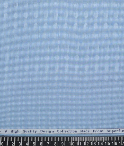 Tresca by Arvind  Giza Cotton Self Design Shirting Fabric (Light Blue)
