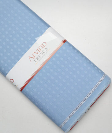 Tresca by Arvind  Giza Cotton Self Design Shirting Fabric (Light Blue)