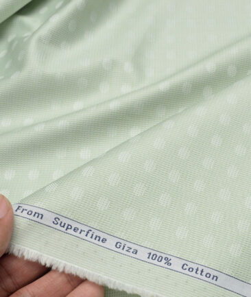 Tresca by Arvind  Giza Cotton Self Design Shirting Fabric (Light Green)