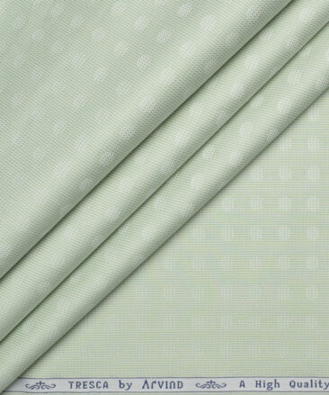 Tresca by Arvind  Giza Cotton Self Design Shirting Fabric (Light Green)