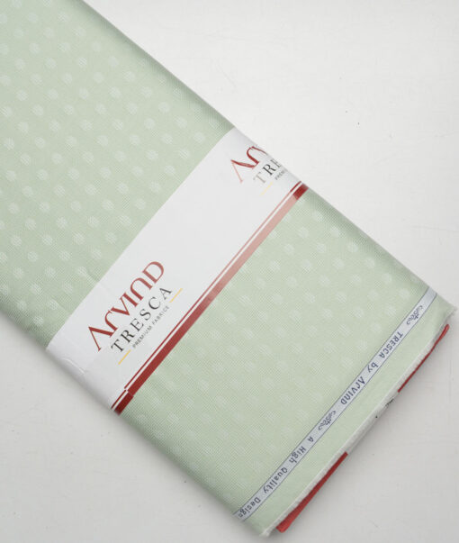 Tresca by Arvind  Giza Cotton Self Design Shirting Fabric (Light Green)