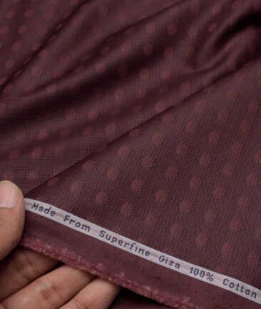 Tresca by Arvind  Giza Cotton Self Design Shirting Fabric (Wine)