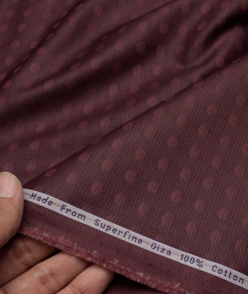 Tresca by Arvind  Giza Cotton Self Design Shirting Fabric (Wine)