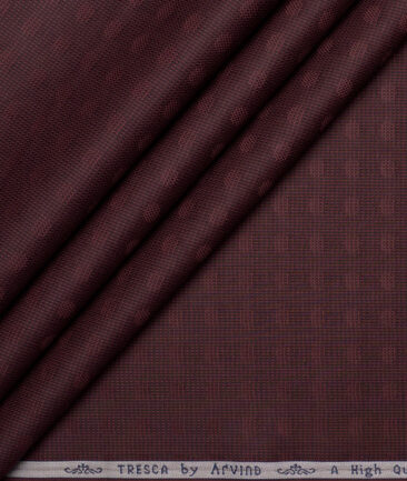 Tresca by Arvind  Giza Cotton Self Design Shirting Fabric (Wine)