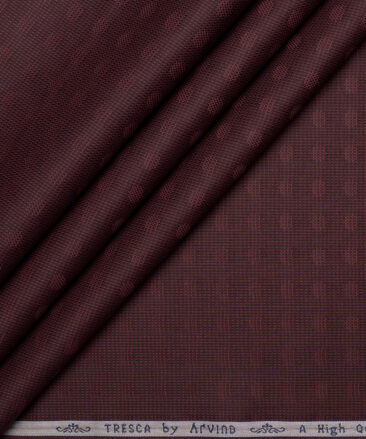 Tresca by Arvind  Giza Cotton Self Design Shirting Fabric (Wine)