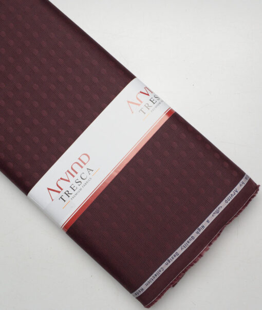 Tresca by Arvind  Giza Cotton Self Design Shirting Fabric (Wine)