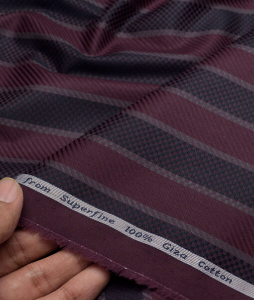 Tresca by Arvind  Giza Cotton Striped Shirting Fabric (Dark Wine)