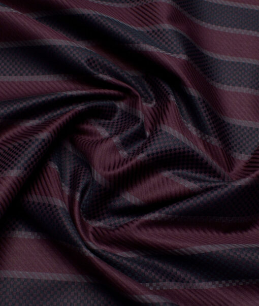 Tresca by Arvind  Giza Cotton Striped Shirting Fabric (Dark Wine)