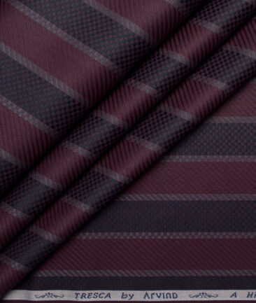 Tresca by Arvind  Giza Cotton Striped Shirting Fabric (Dark Wine)
