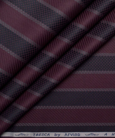 Tresca by Arvind  Giza Cotton Striped Shirting Fabric (Dark Wine)