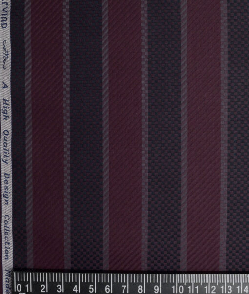 Tresca by Arvind  Giza Cotton Striped Shirting Fabric (Dark Wine)