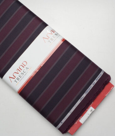Tresca by Arvind  Giza Cotton Striped Shirting Fabric (Dark Wine)