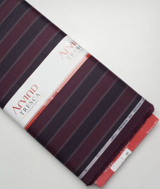 Tresca by Arvind  Giza Cotton Striped Shirting Fabric (Dark Wine)