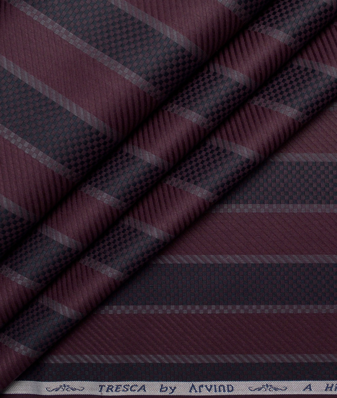 Tresca by Arvind Giza Cotton Striped Shirting Fabric (Dark Wine) Tresca by Arvind Giza Cotton Striped Shirting Fabric (Dark Wine)