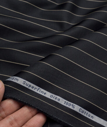 Tresca by Arvind  Giza Cotton Striped Shirting Fabric (Black)