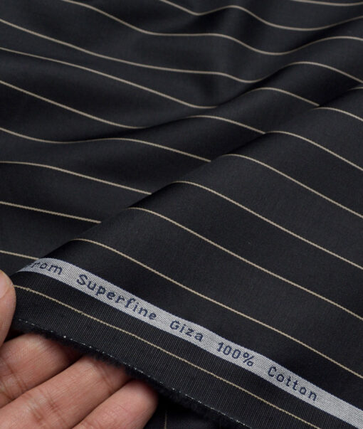 Tresca by Arvind  Giza Cotton Striped Shirting Fabric (Black)