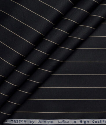Tresca by Arvind  Giza Cotton Striped Shirting Fabric (Black)