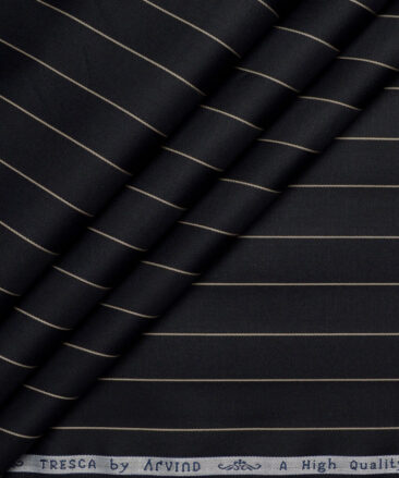 Tresca by Arvind  Giza Cotton Striped Shirting Fabric (Black)