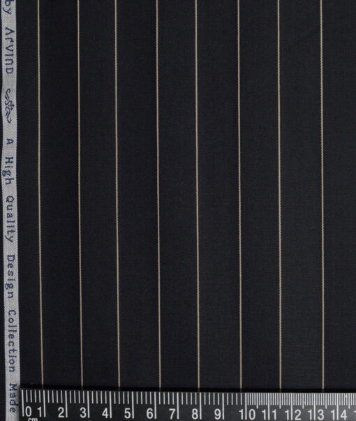 Tresca by Arvind  Giza Cotton Striped Shirting Fabric (Black)