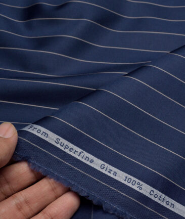 Tresca by Arvind  Giza Cotton Striped Shirting Fabric (Dark Royal Blue)