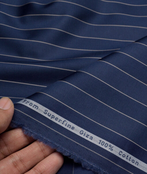 Tresca by Arvind  Giza Cotton Striped Shirting Fabric (Dark Royal Blue)