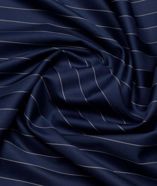 Tresca by Arvind  Giza Cotton Striped Shirting Fabric (Dark Royal Blue)