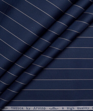 Tresca by Arvind  Giza Cotton Striped Shirting Fabric (Dark Royal Blue)