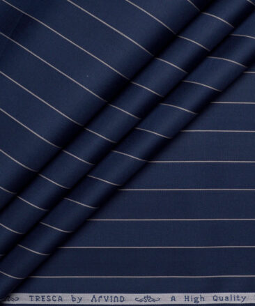 Tresca by Arvind  Giza Cotton Striped Shirting Fabric (Dark Royal Blue)
