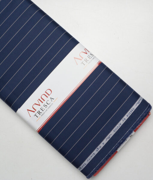Tresca by Arvind  Giza Cotton Striped Shirting Fabric (Dark Royal Blue)