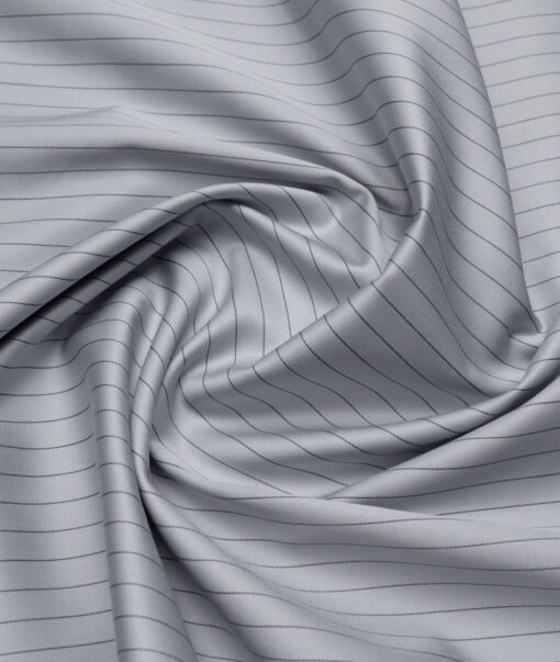 Tresca by Arvind  Giza Cotton Striped Shirting Fabric (Silver Grey)