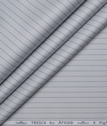 Tresca by Arvind  Giza Cotton Striped Shirting Fabric (Silver Grey)