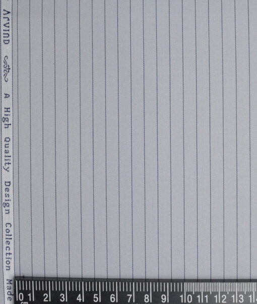 Tresca by Arvind  Giza Cotton Striped Shirting Fabric (Silver Grey)