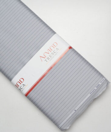 Tresca by Arvind  Giza Cotton Striped Shirting Fabric (Silver Grey)