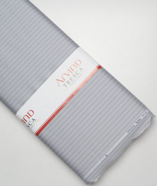 Tresca by Arvind  Giza Cotton Striped Shirting Fabric (Silver Grey)